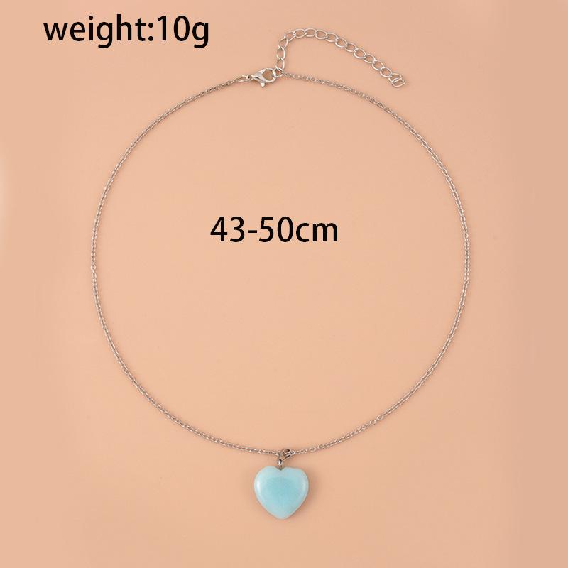 JWER New Simple Luminous Necklace Glowing Night Round Star Heart Pendant Glow In The Dark Necklace for Men Women Hallowen Gifts