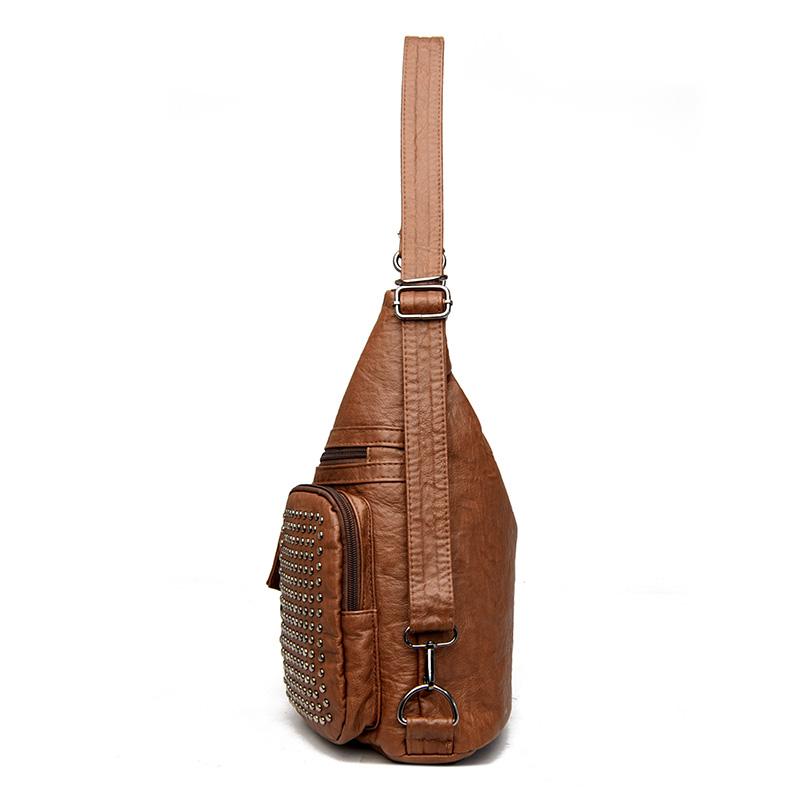 Женская сумка Роскошная дизайнерская сумка Сплошной цвет Сумка-мессенджер Большая вместительная повседневная женская сумка через плечо Кожаная большая сумка с заклепками