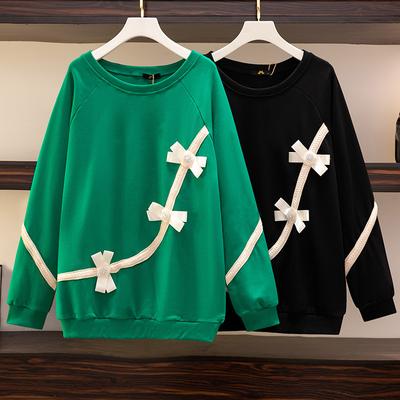 Женское худи большого размера с объемным бантом, новая модная свободная толстовка