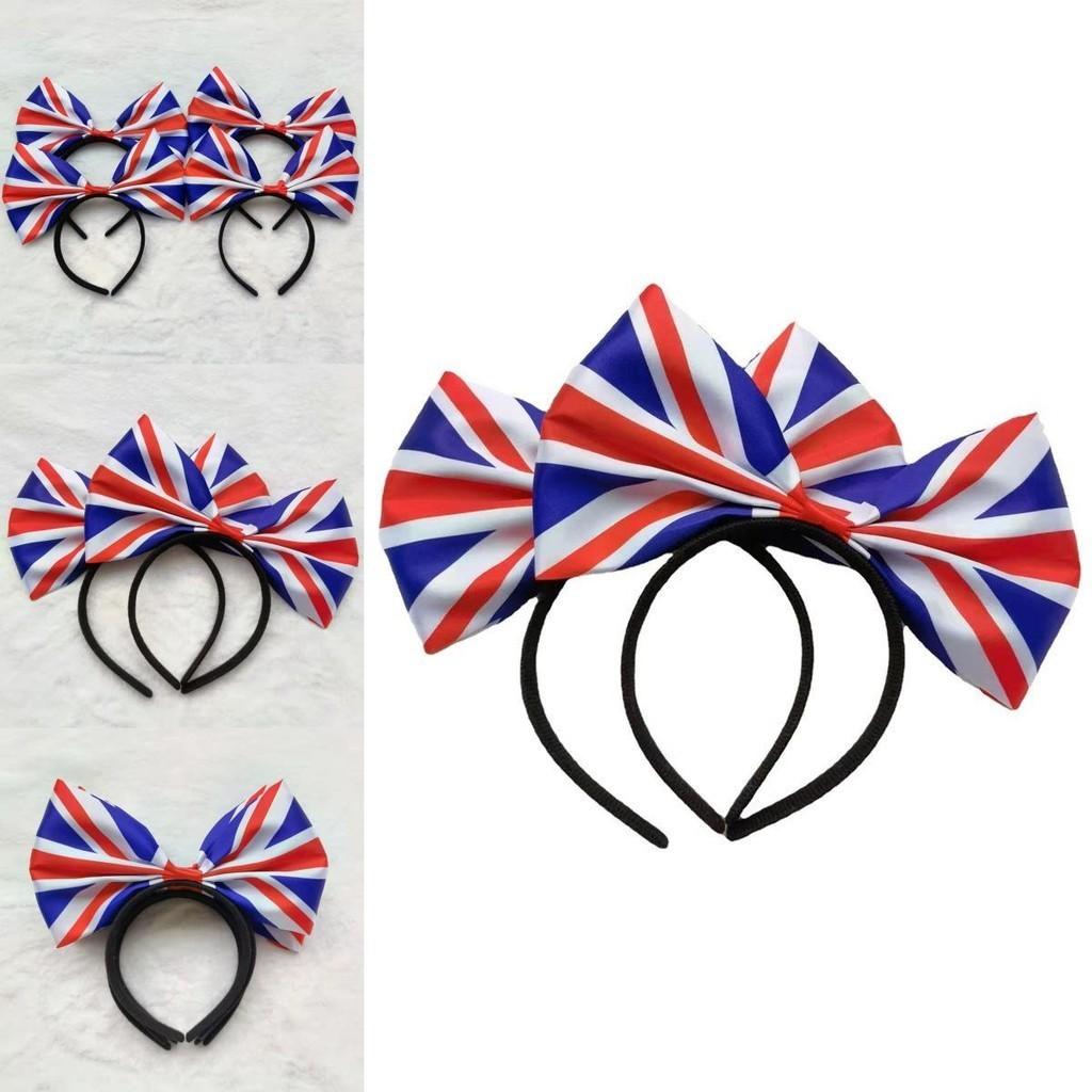 Eye-catching Union Jack Hairband Alice Headband With Large Bow Tie For Patriotic Celebrations