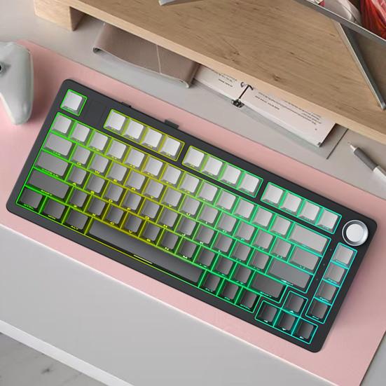 Механическая клавиатура Совместимость с Bluetooth/2.4G/Type-C Проводное подключение Трехрежимное подключение Полноразмерная клавиатура с возможностью горячей замены 81 клавиша