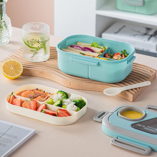 Коробка для обеда Двухслойная коробка для бенто Легко носить с собой Герметичный контейнер для обеда с коробкой для соуса для офисной школы