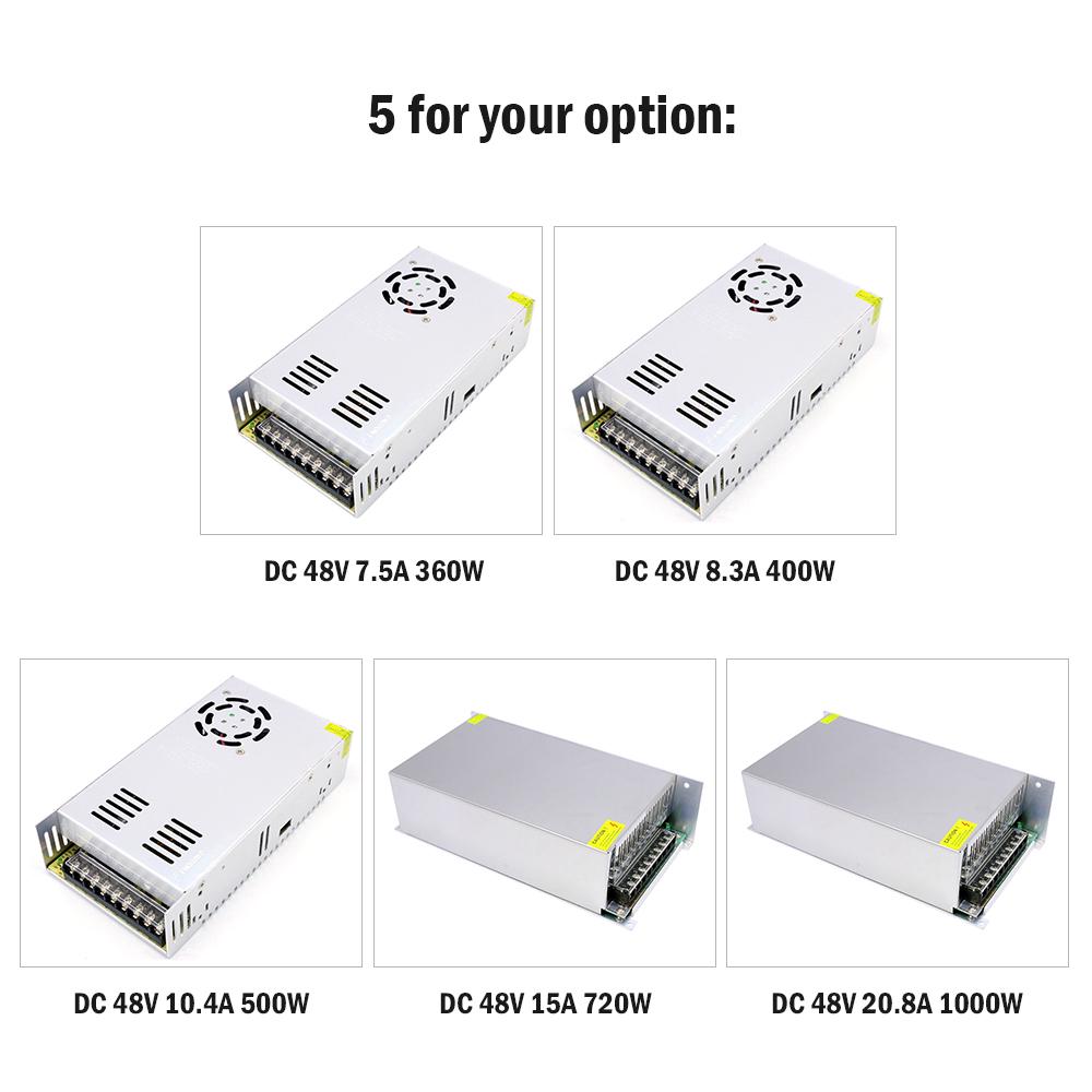 Переключение от 100–240 В переменного тока до 48 В постоянного тока, 20,8 А, 1000 Вт, регулируемое трансформатором напряжения