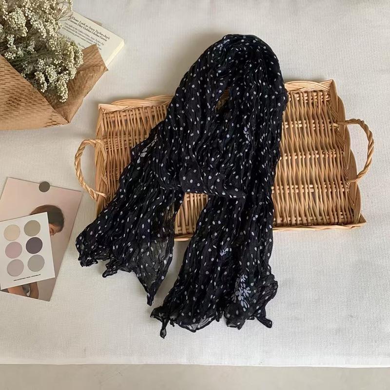 Винтажный хлопково-льняной шарф для женщин осенне-зимний с принтом тонкий плиссированный шарф шелковый шарф