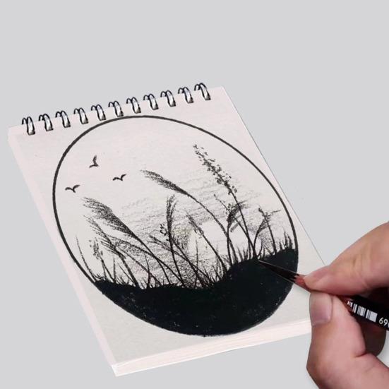 A4 Hardcover Sketch Book Spiral Wire Bound 100 Sheets Acid Free Thick Paper Artist Art Student Sketching Drawing Writing Sketchbook Art Supplies