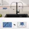 60x45cm Évier de Cuisine avec Égouttoir inox+mitigeur extractible Noir