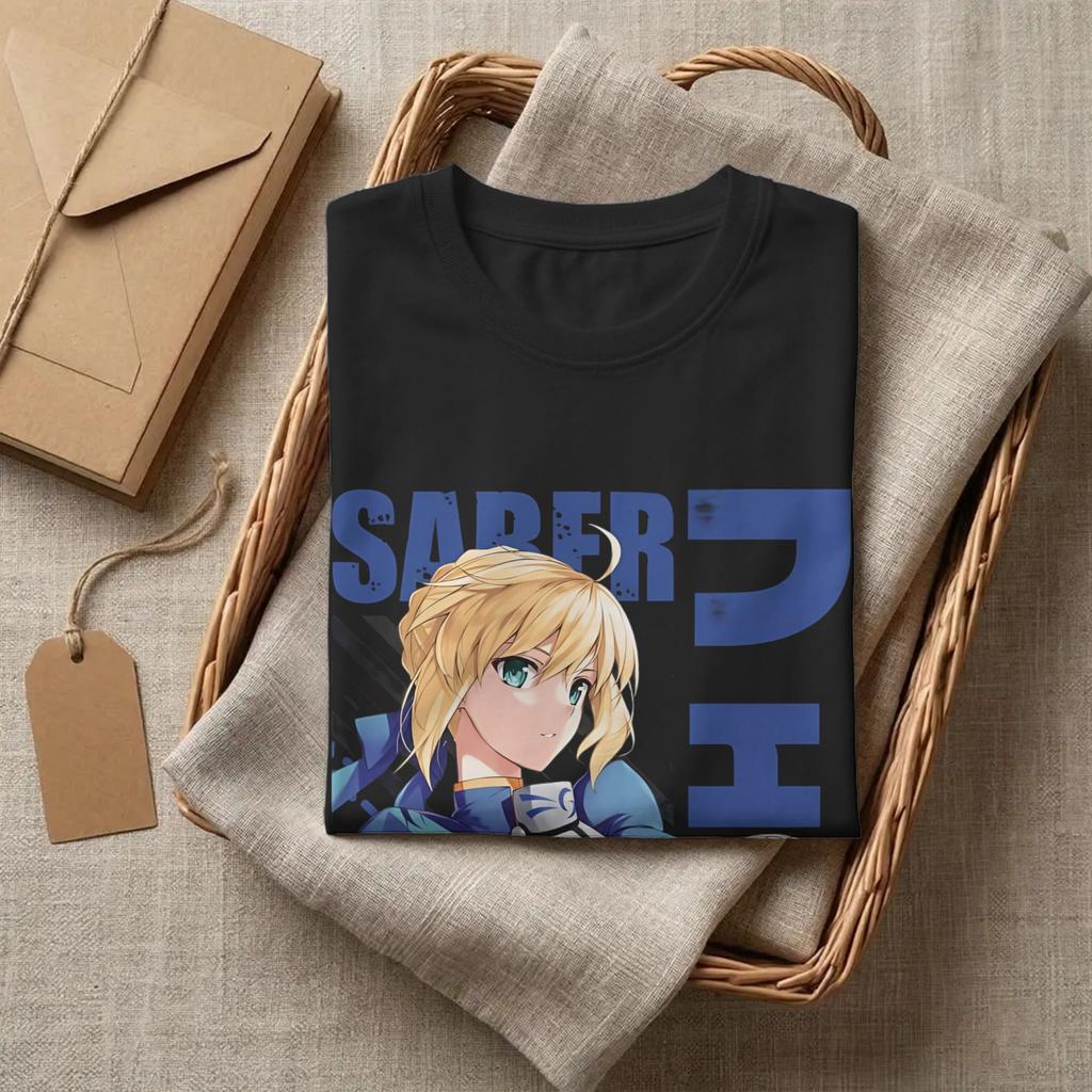 Футболка унисекс Fate Stay Night Saber 100% хлопок Топы Смешные С круглым вырезом С коротким рукавом