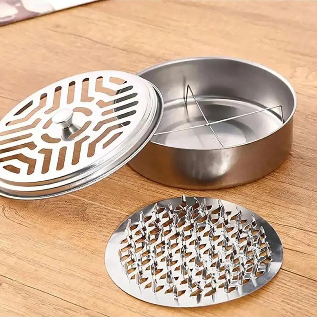 1PC Stainless Steel Mosquito Incense Box with Cover Mosquito Incense Plate Nail Teeth Mosquito Incense Tray Fire