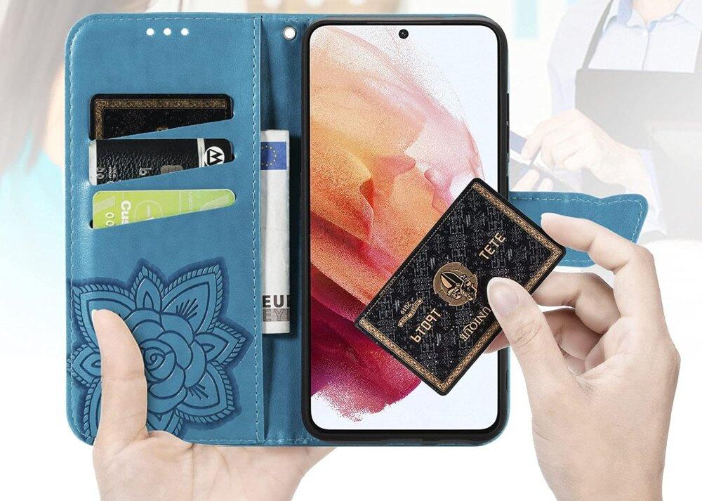 Flip case for Oppo Reno 12, Butterfly, blue