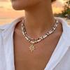 2pcs Boho Coconut Shell Wood Beads Necklaces Set for Women Men Vintage Sun Pendant Necklaces Summer Beach Party Jewelry Gifts