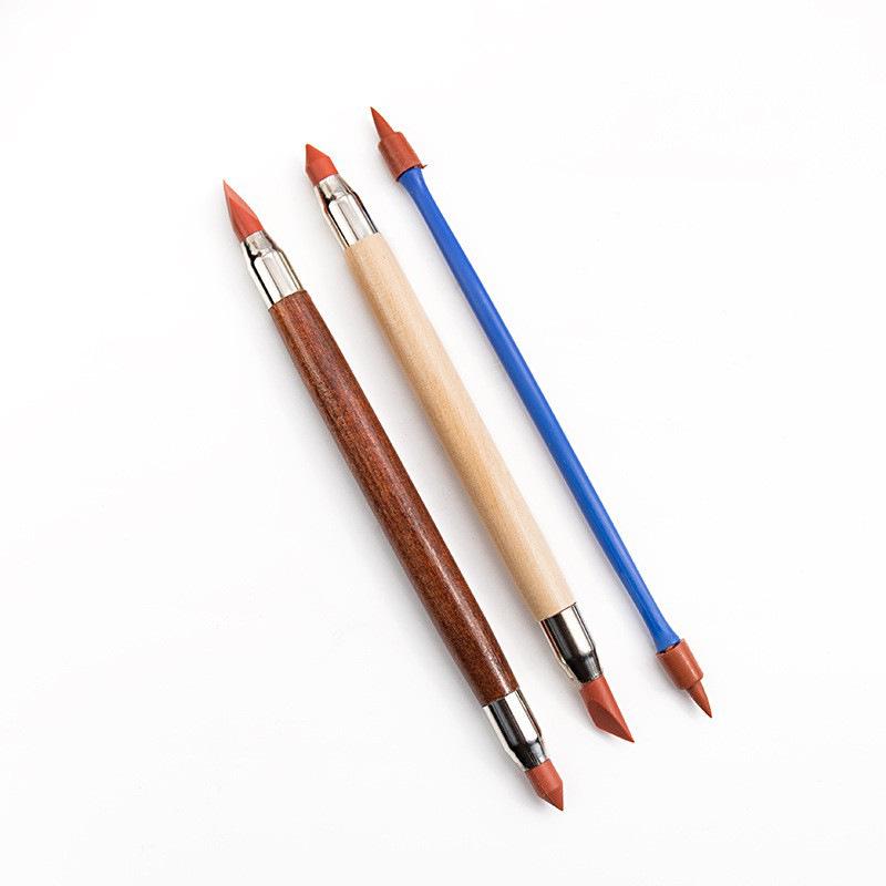 Набор глиняных инструментов с двумя наконечниками, 3 шт.: Резиновая ручка, Полимерная глина, Резной нож