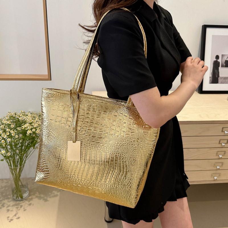 Stylish Large Capacity Solid Color Tote Bag Fashionable Korean Shoulder Bag For Women