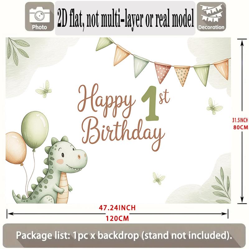 Happy Birthday Dinosaur Theme, 1pc Polyester Party Backdrop Banner, Photo Booth Background, Wall Decor