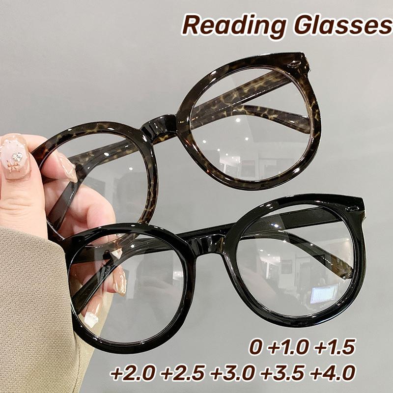 Unisex Oversized Far Sight Glasses For Women Retro Black Round Presbyopia Glasses Anti Blue Light Computer Reading Glasses