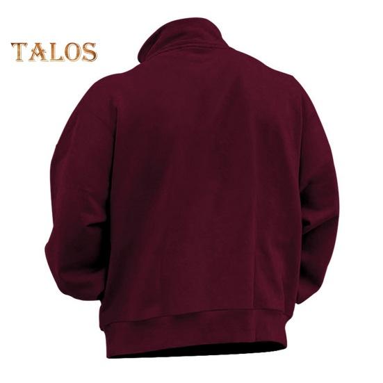Fall Winter Men Sweatshirt Half Zipper Stand Collar Loose Solid Color Thick Plush Elastic Cuff Pullover Casual Holiday Sport Top