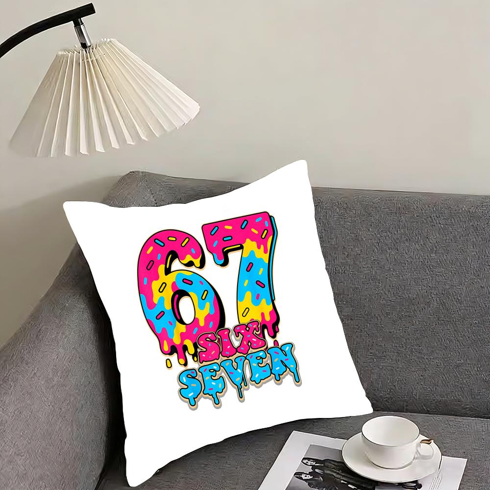 Funny six seven Cushion Cover Elegant Comfort Pillowcase Sofa Bed Doublesided Printed Invisible Zipper Home Decor