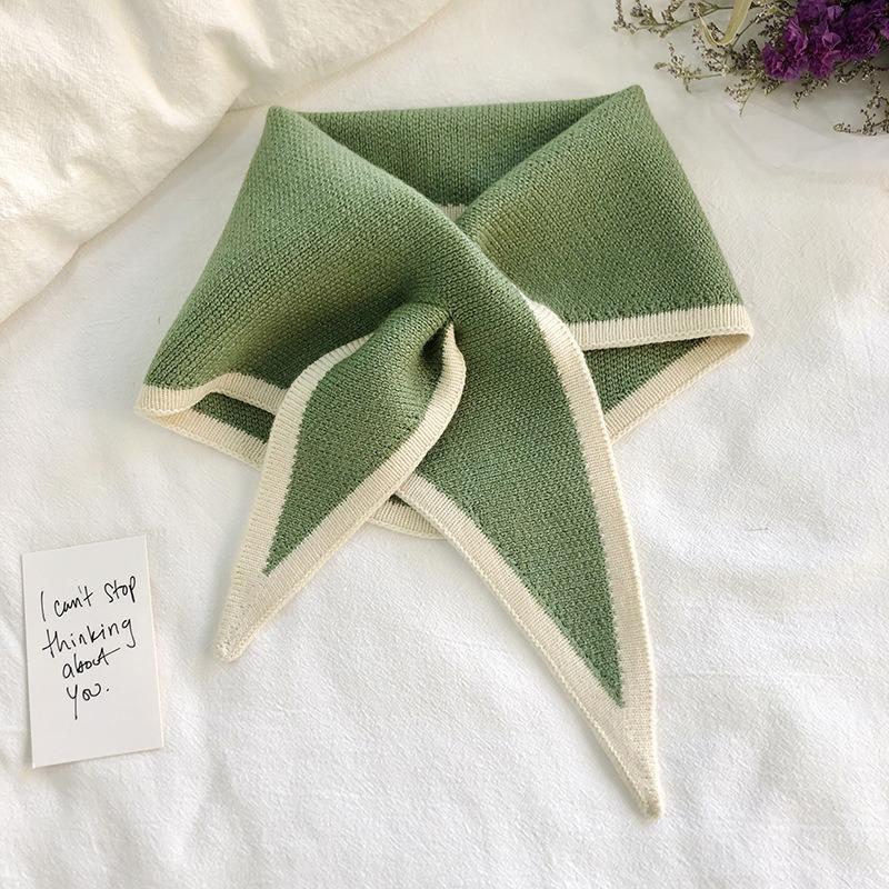 British Korean Style Niche Fashion Knitted Triangular Scarf Women Headscarf Knitted Scarf Multi-functional Warm Knitted Scarf