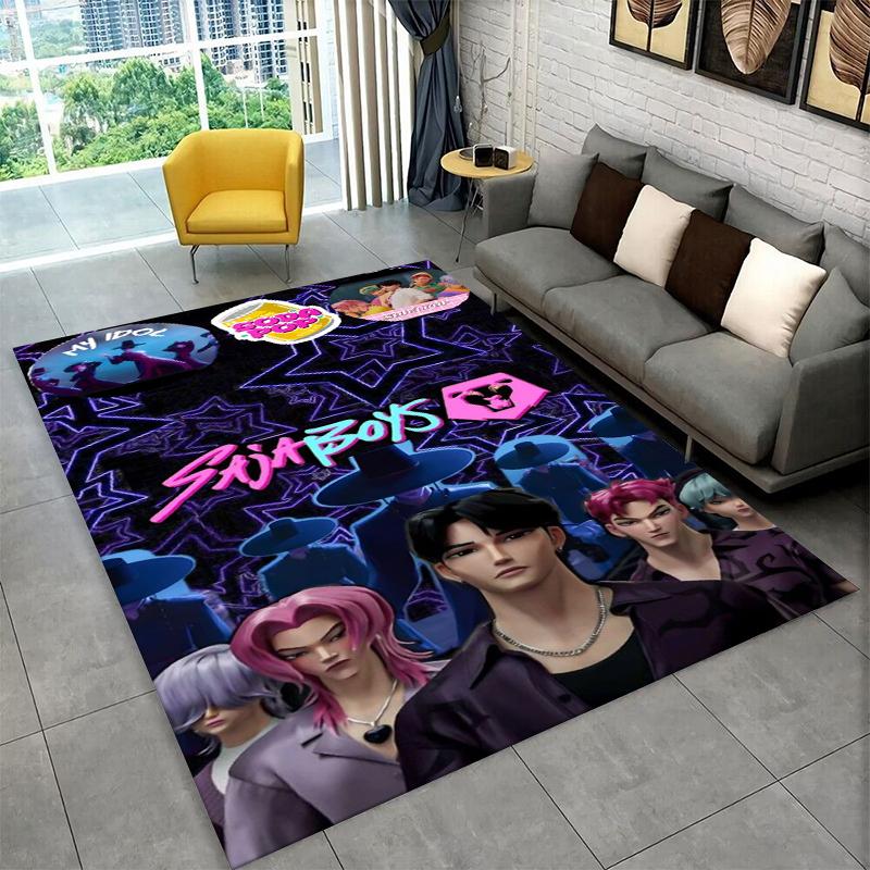 Kpop Демон Охотник Руми Мира Зои Мультяшная Группа Ковер Коврик для Игровой Комнаты Спальни Гостиной Дивана Домашний Декор, Ковер Зональный Нескользящий