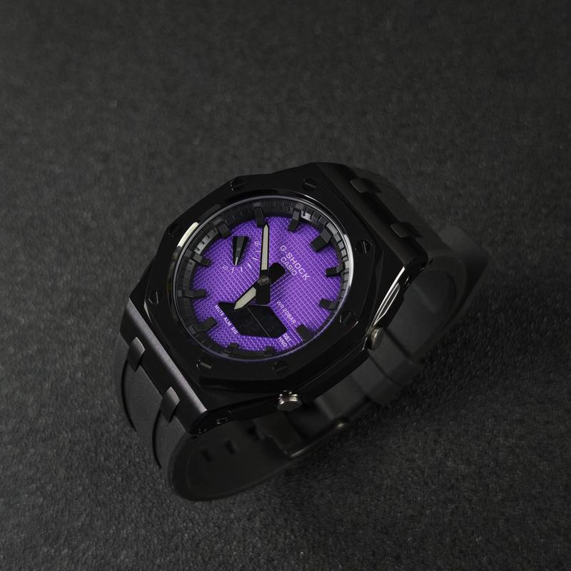 CASIO Customized watch modified series GA2100 series Farm Oak GA2100 modified Waffle purple watch waterproof Quartz Ste GA-2100-1A1