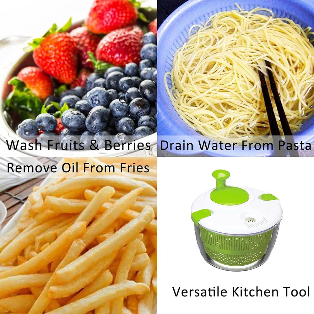 LMETJMA 5 L Large Salad Spinner Vegetable Washer Dryer Drainer Strainer with Bowl Colander Multi-Use Lettuce Spinner JT252