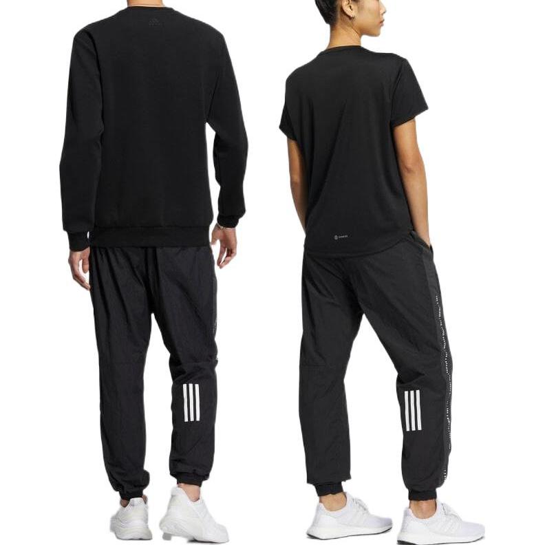 Adidas Полосатые повседневные брюки с буквенным принтом, унисекс, черные IA9422