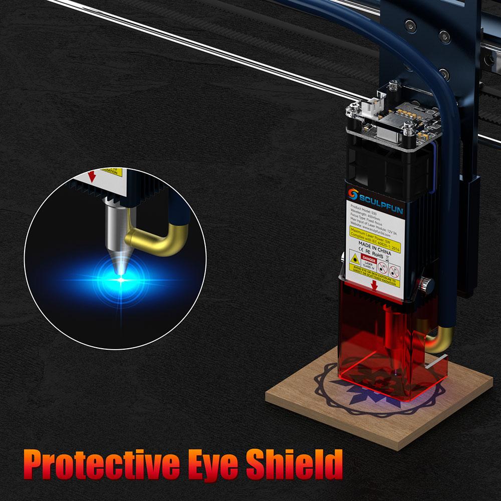 Лазерный гравер SCULPFUN S30, 5 Вт, автоматическая подача воздуха, сменный объектив, 32-битная материнская плата, 410x400 мм