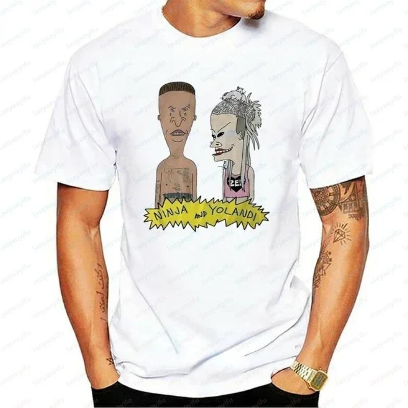 Кавайные футболки Beavis and Butthead Новинка Смешные Мультяшные Графические Футболки Мужская Повседневная Одежда Летняя Мужская Оверсайз Футболка