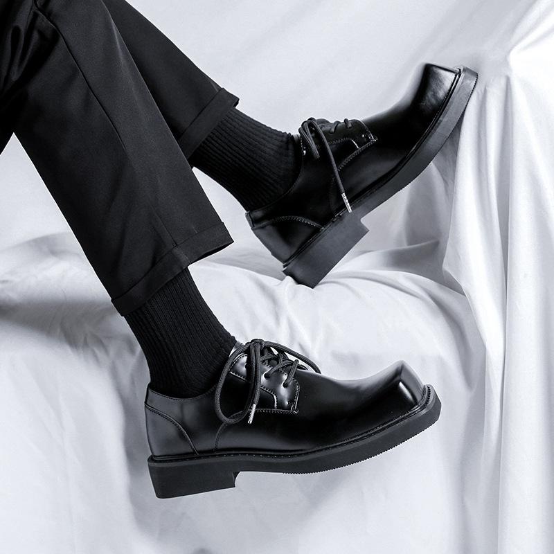 Мужские повседневные туфли из натуральной кожи в английском стиле, дерби на шнуровке, дизайнерские кроссовки с квадратным носком, обувь для вечеринки, выпускного вечера, платья