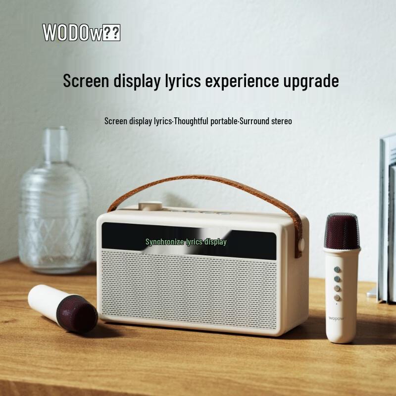 Портативная Bluetooth 5.3 колонка WOPOW с текстами песен и двумя микрофонами (Китайская версия)