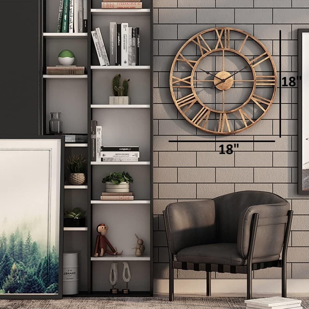 Металлические аналоговые настенные часы Декор Искусство Скульптура для Дома Офиса Гостиной Спальни Ресторана Кафе'(18 дюймов/ 45 см),коричневый