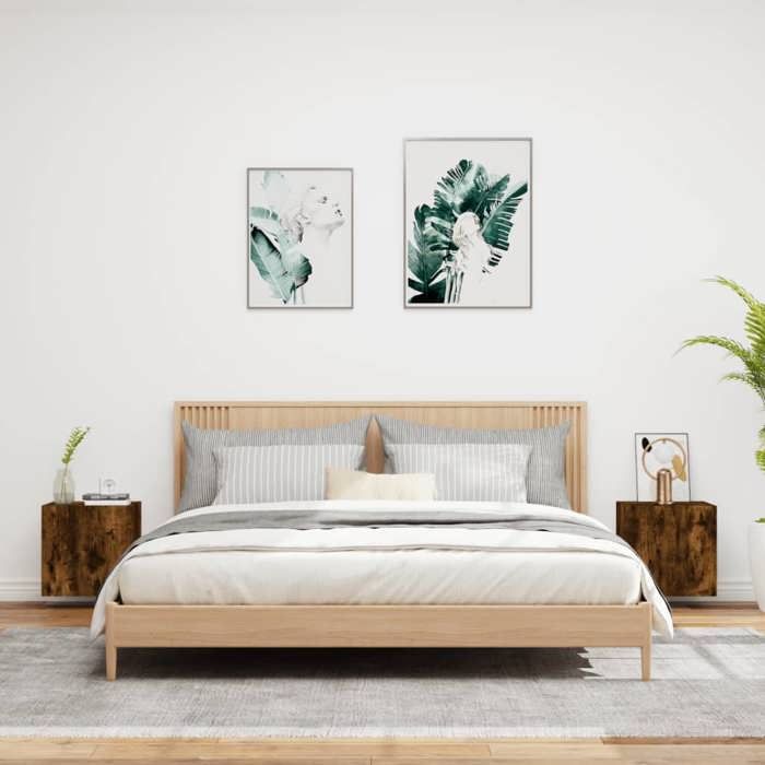 VidaXL Meubles TV muraux 2 pcs chêne fumé 40,5x30x40cm bois ingénierie 836905