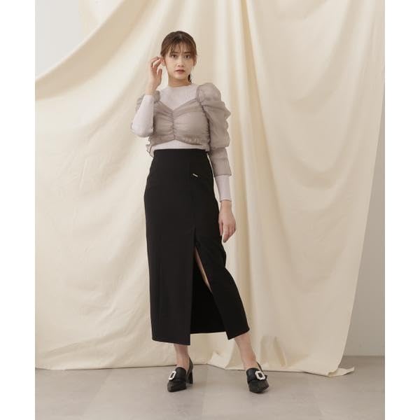 [JILL by JILL STUART] Gathered Short Take Blouse Layered Knit