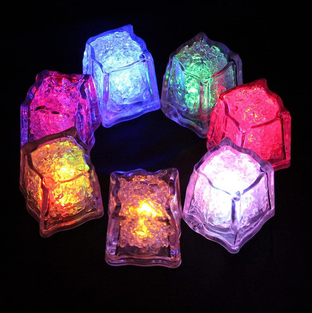 Set of 12 LED Sensor Ice Lights, Multicolored, Glowing Ice Cubes for Parties, Champagne Towers, Weddings, Year-End Parties, and Bar Decorations
