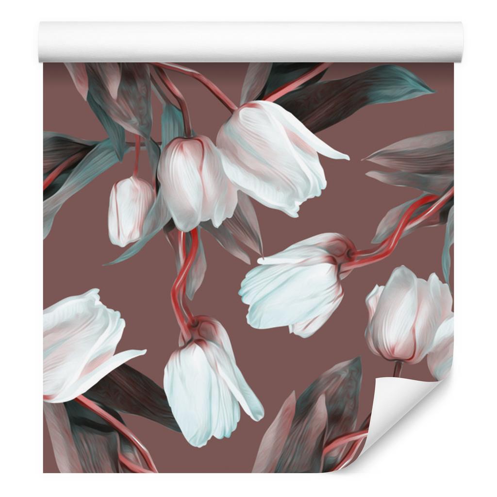 Tulips with red stems wallpaper for living room and bedroom 50x1000