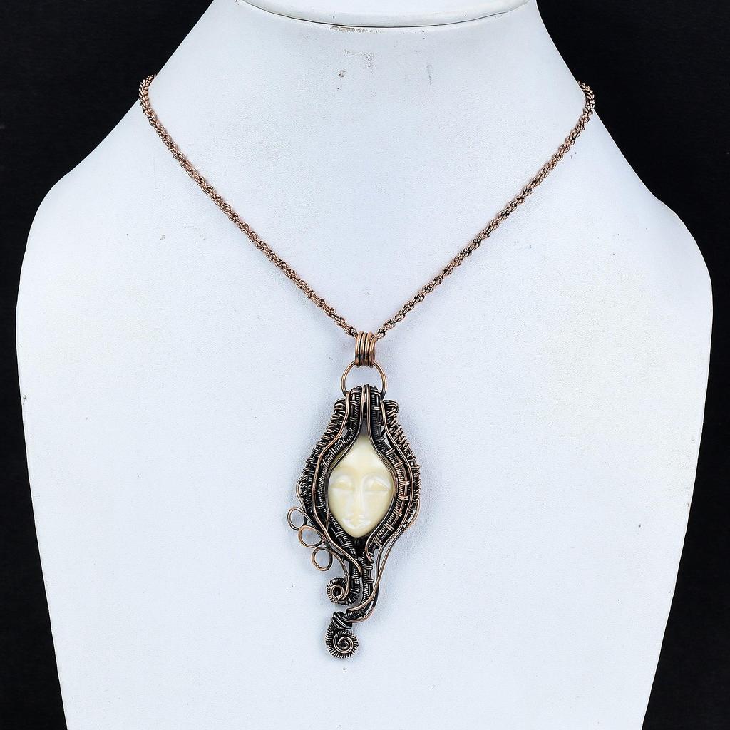 Подвеска из резного лица, обернутая медной проволокой 999 пробы, Ювелирное изделие с подвеской из драгоценного камня ручной работы, Подарки для жены, Совершенно новая подвеска