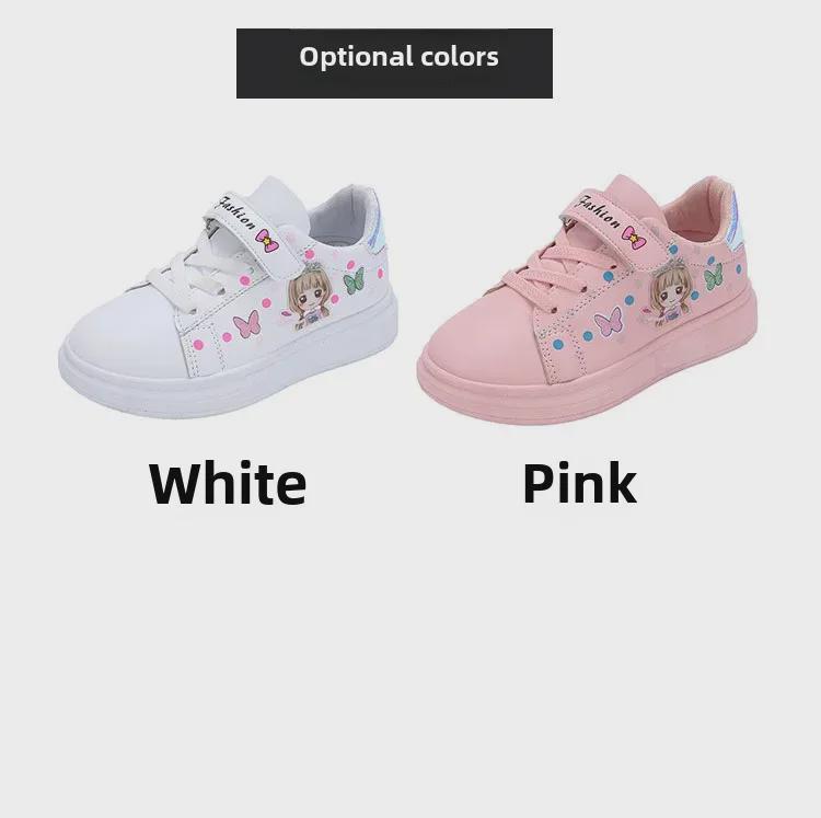 Дышащие кроссовки с мультяшной принцессой для девочек, спортивная обувь с мягкой подошвой для детей среднего и старшего возраста, модный повседневный стиль весны и осени 2024 года.