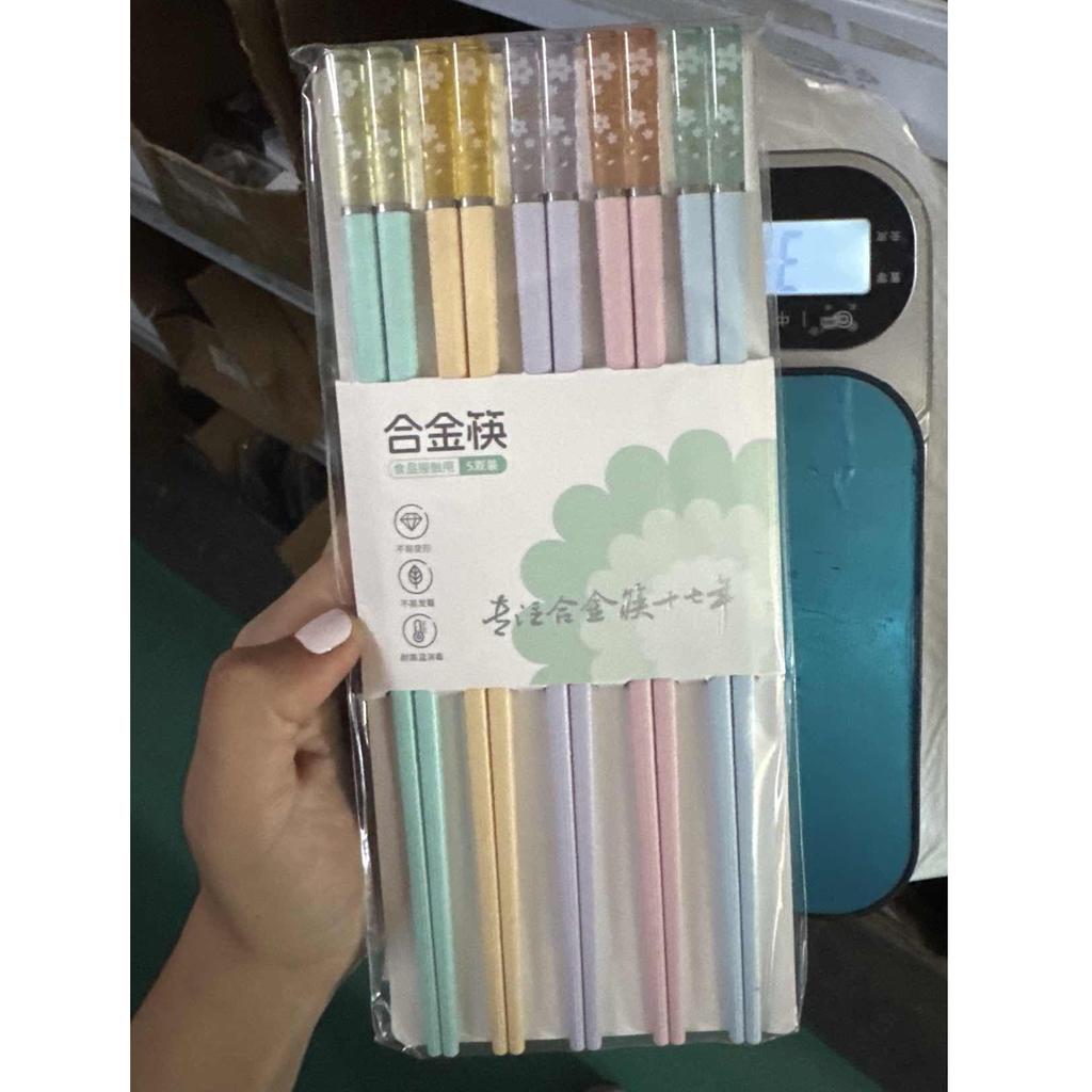 Набор из 5 пар палочек для еды в японском стиле, цвета Моранди, нескользящие, можно мыть в посудомоечной машине, для дома, ресторана, палочки для суши