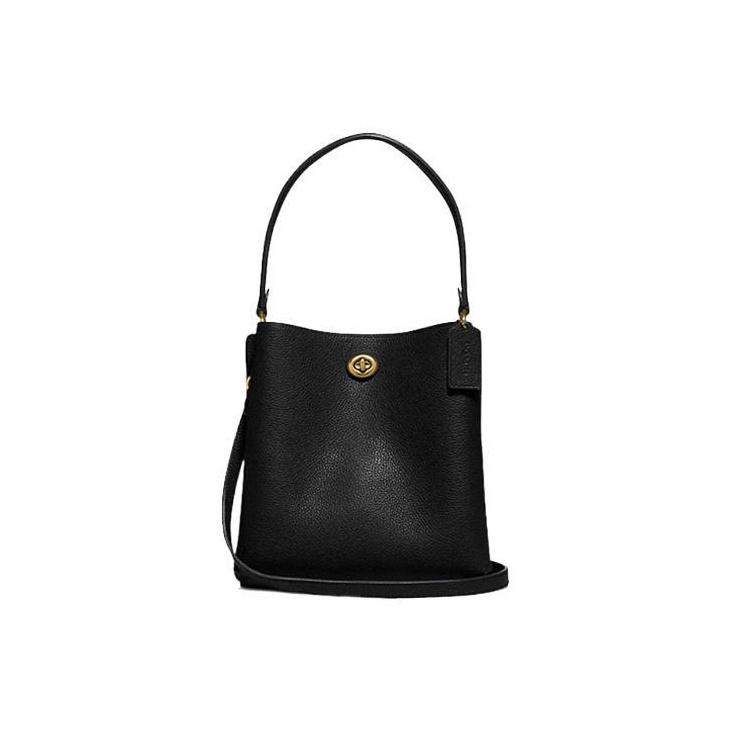 Coach Charlie 21 Pebble Grain Leather Bucket Bag Women Bags Black 89102-B4BK