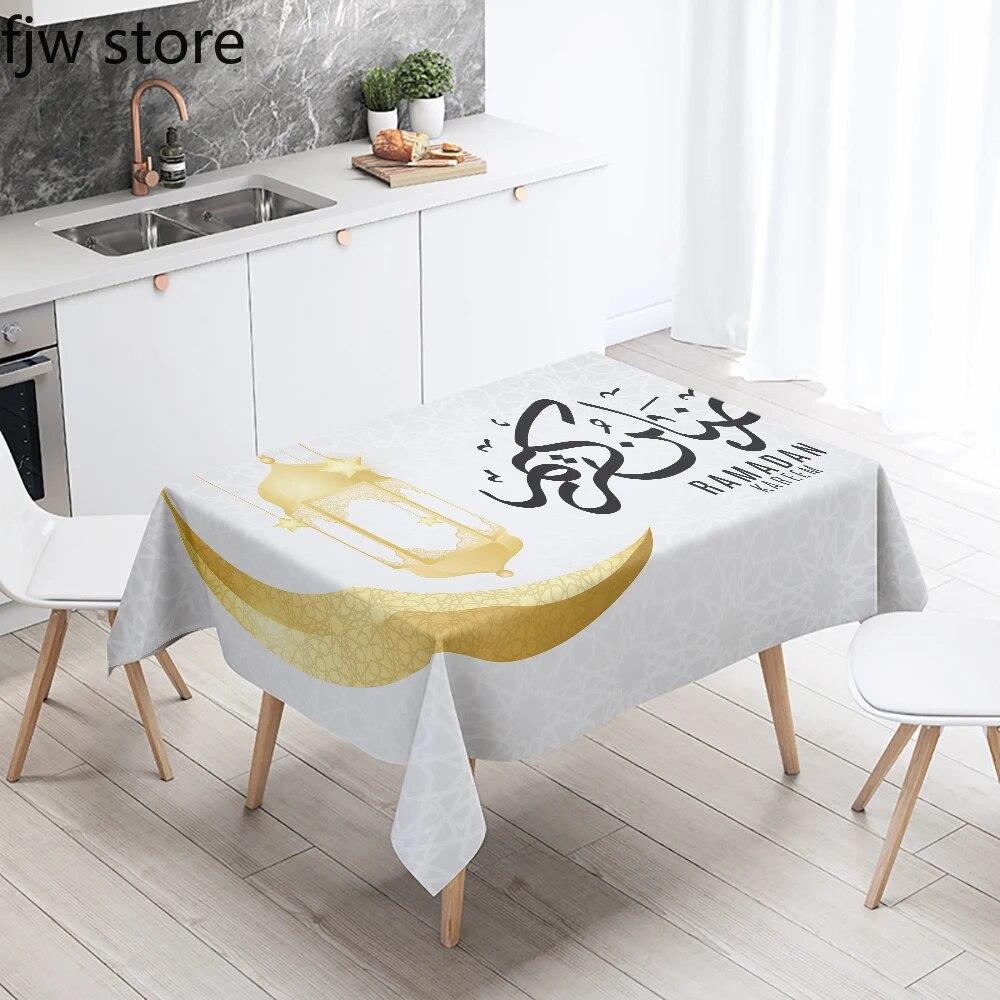 Рамадан Мубарак Домашний Декор Скатерть Исламская Мусульманская Мечеть Рамадан Карим Декоративная Скатерть Водонепроницаемая и Устойчивая к Пятнам
