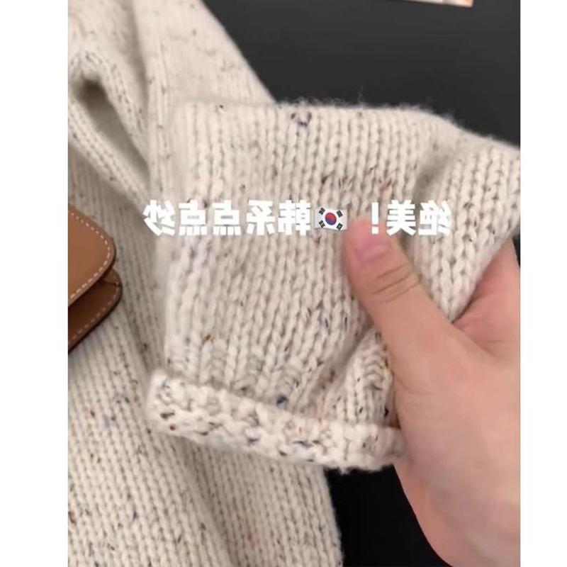 Утолщенный ретро ленивый ветер пуловер пестрая цветочная нить вязаный свитер женский осенне-зимний базовый верхняя одежда ленивый ветер