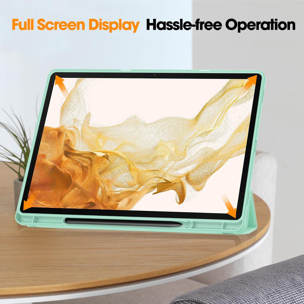 Чехол-подставка для Samsung Galaxy Tab S10+ из ударопоглощающей кожи, чехол для планшета с отделением для стилуса