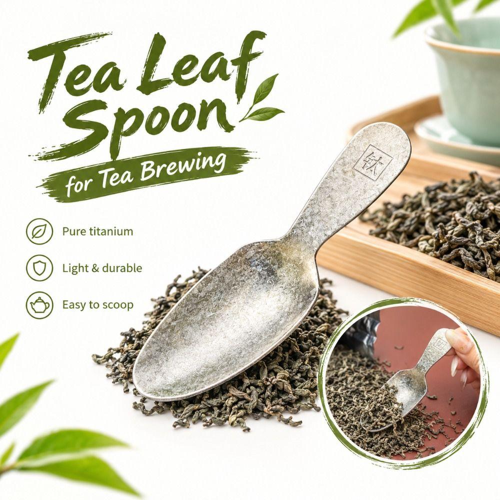 Silve Titanium Tea Spoon Hammered Texture Tea Shovel New Mini Tea Scoop for Tea Brewing