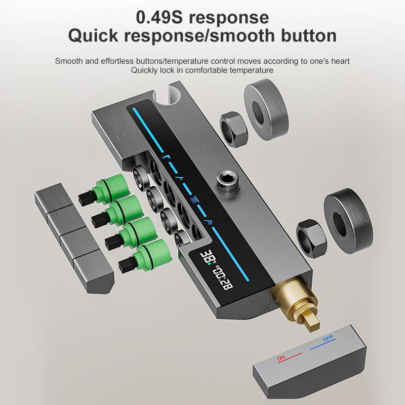 Полный набор для душа в ванной комнате, серый цифровой дисплей, набор душевой системы, кнопка пианино с смесителями для окружающего освещения, насадка для душа