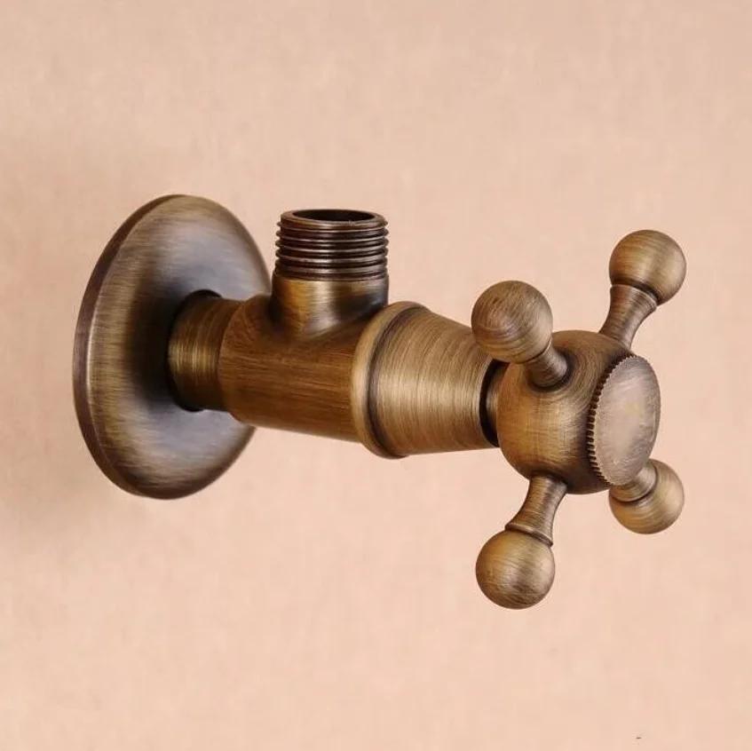 Золотой Новый 1/2" наруж. 1/2" наруж. Латунный Угловой запорный вентиль для ванной комнаты Антикварная отделка Заливные клапаны часть для ванной 5 цветов