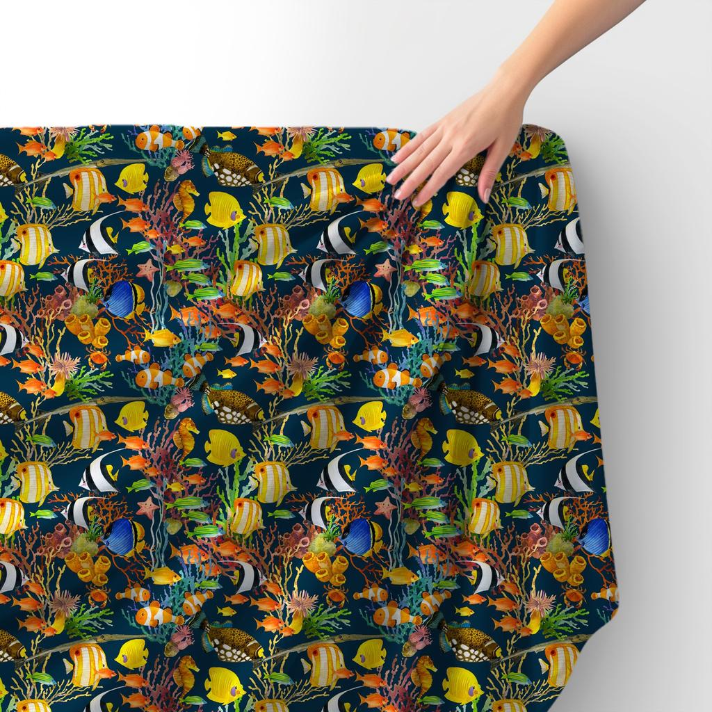 Royal Samt Stoff Polyester Zum Nähen - Motiv Fisch