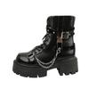 Autumn Punk Gothic Chain Ankle Boots Women'S Cool Black Boots British Hick-Soled Heightening Versatile Motorcycle Boots