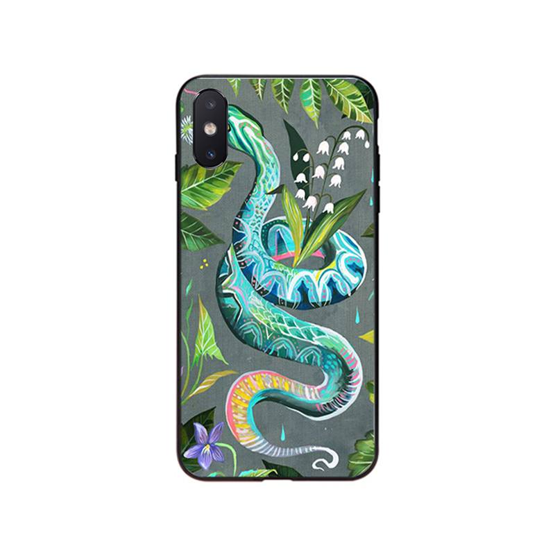 Чехол для телефона с изображением змеи и цветка для iPhone 13 12 11 Pro Max 13 12mini XS MAX X XR SE2 8 7 Plus