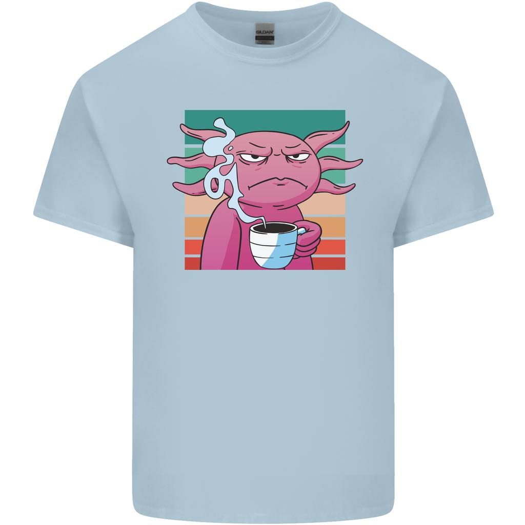 Grumpy Axolotl With Coffee Unisexs Light Cotton TShirt
