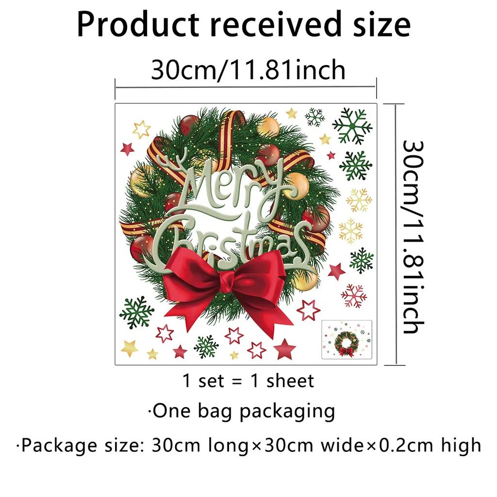 Веселые рождественские наклейки на двери, окна, настенные украшения, мультфильм Санта, снеговик, рождественская елка, сани с оленем, обои, праздничный декор комнаты