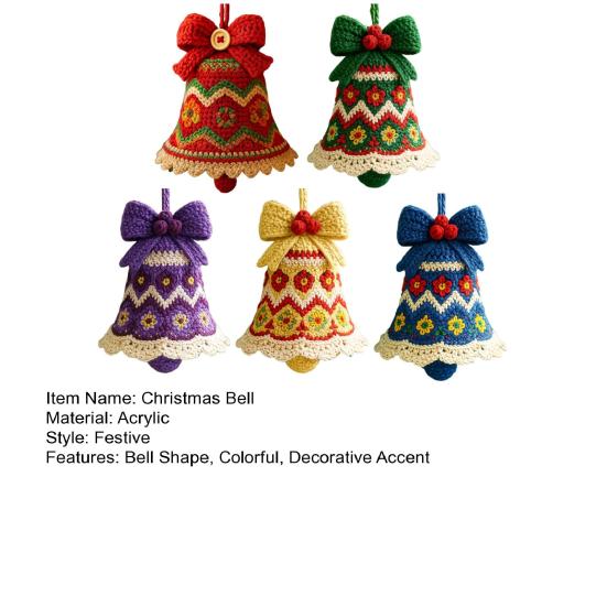 1/5 шт. Рождественский колокольчик ручной работы, вязаный Санта-Клаус, вязаный крючком, праздничное украшение, домашний сезонный декор